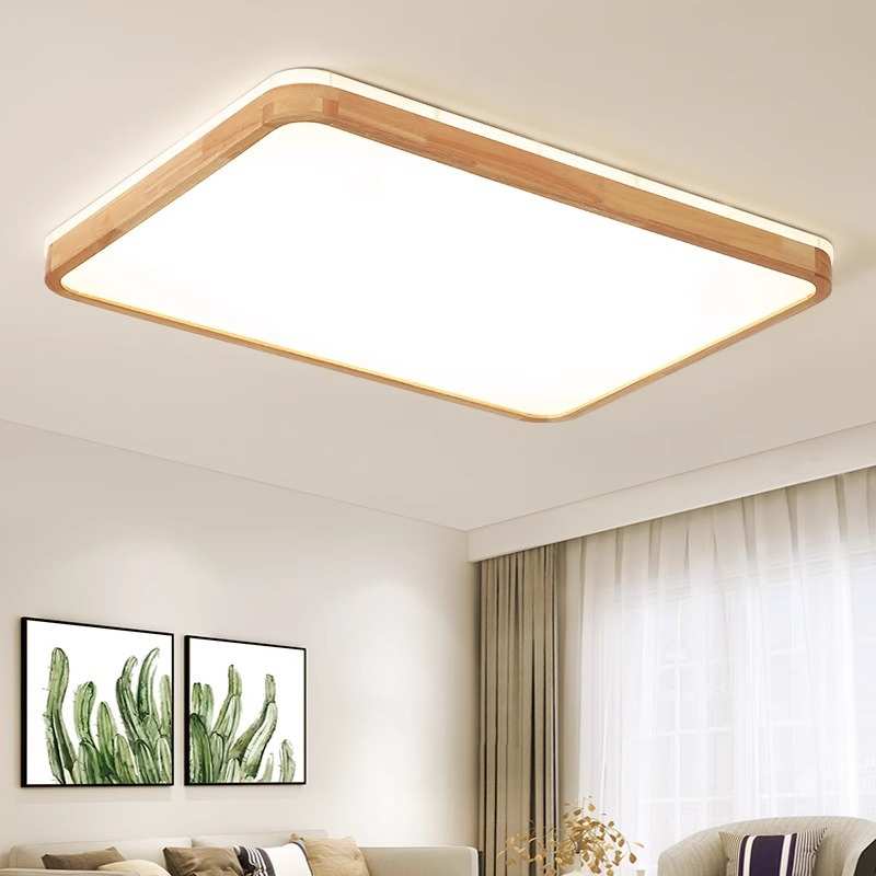 创意2025灯实木北欧卧室灯具客厅灯大气吸顶灯超薄原木简约现代