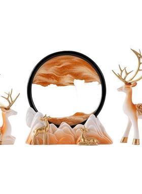 轻奢鹿桌沙漏流沙画摆件居客厅酒视柜家电柜办REU公室装饰品