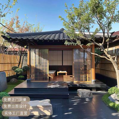 户外庭院日式茶室古建凉亭禅意日式凉亭中式茶亭别墅木屋凉亭定制