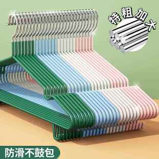 衣架家用挂衣100个不锈钢加粗宿舍用学生防滑无痕晾衣服挂钩衣架