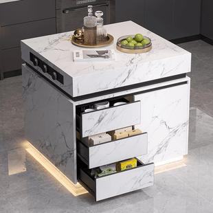 岛台柜单独可移动开 放式厨房岩板导台加小户型高级倒台餐桌一体