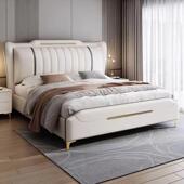 意式 真皮双人床1.8米现代简约1.5婚床主卧小户型次卧轻奢储物大床