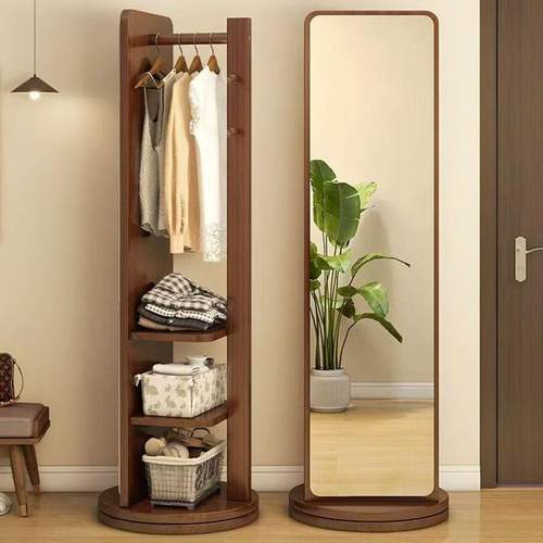 旋转身旋转镜豪镜落地镜家用可移动卧室衣穿镜挂帽衣全架一体式试