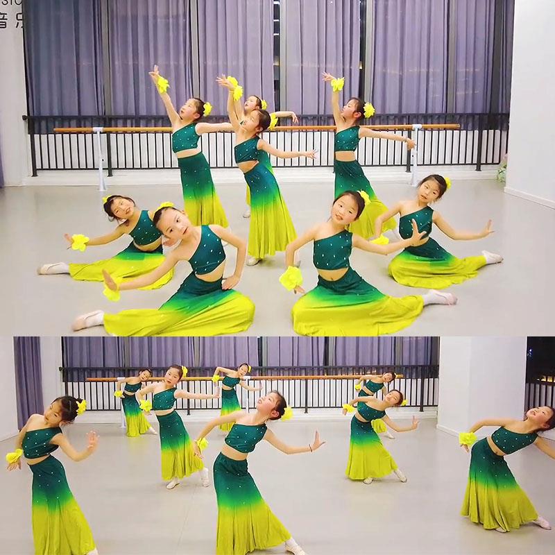 彩云之南儿童傣族舞蹈服缅桂花开朵朵香演出服孔雀舞艺考表演服装