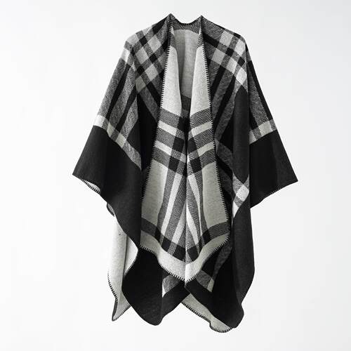 Wearing a cashmere inspired travel photography cloak with