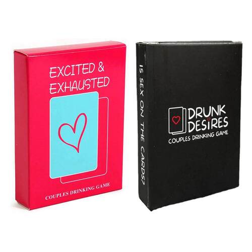Excited Exhausted Couples Drinking Game Card for Couple Drun