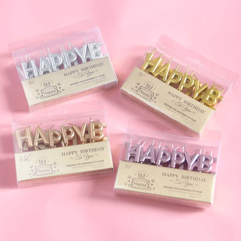 蛋糕装饰字母蜡烛happy birthday彩色生日土豪金生日蜡烛10盒包邮