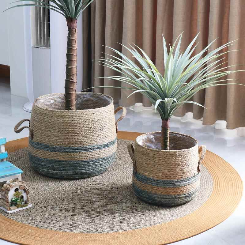 北欧草编藤编大号花盆编织花篮客厅阳台装饰盆栽绿植落地盆植物盆