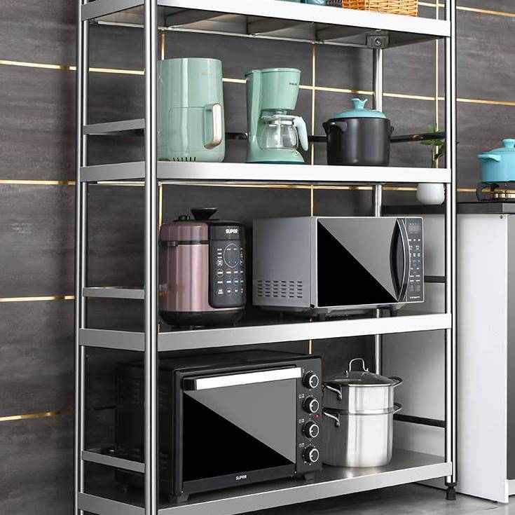 304不锈钢厨房置物架落地多层收纳货架阳台微波炉锅架烤箱架子
