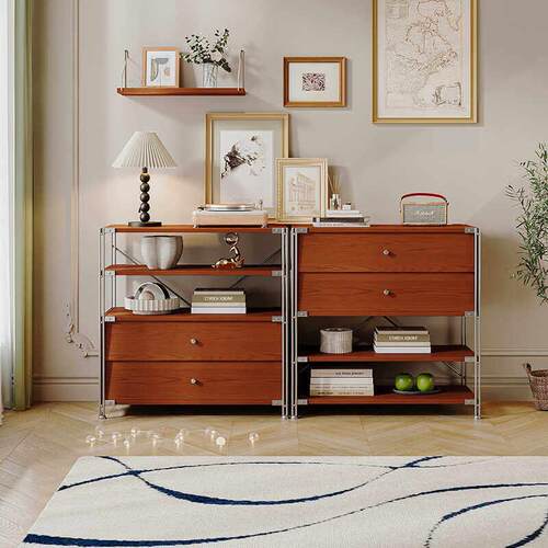 斯堪的纳维亚实木中世纪杂志柜客厅储物架书架现代简单的一体式展