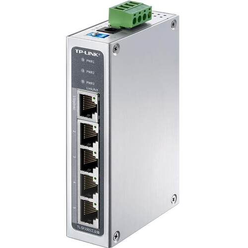 TP-LINK TL-SF1005工业级 百兆导轨式5口交换机DIN导轨和壁挂安装