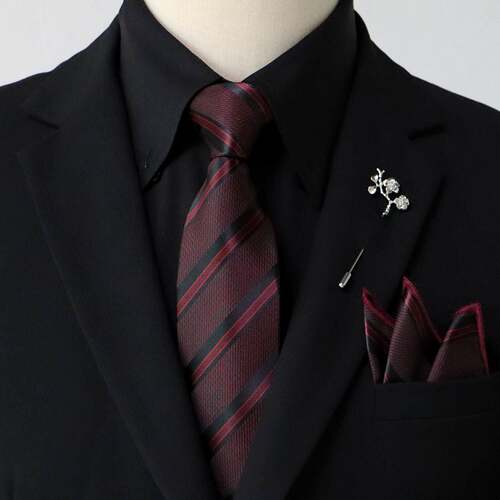 复古暗红色条纹男士领带新郎结婚手打款商务正装高级感西服0808e