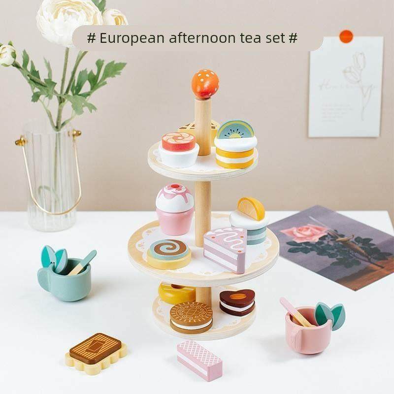 Wooden Pretend Play Kitchen Toys Coffee Machine Tea Set Toy