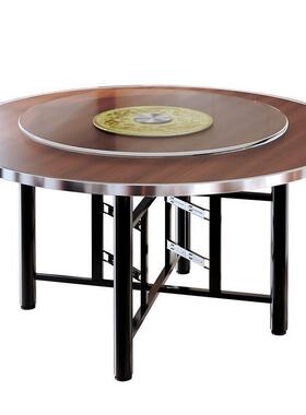 加厚大桌圆璃2人实木大圆桌玻转盘1餐桌食堂饭桌乡Kjc73HPi村宴席