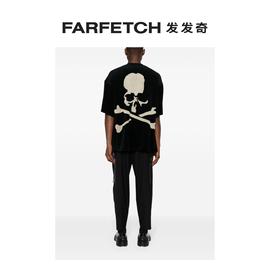 Mastermind Japan男士漂白骷髅头丝绒T恤FARFETCH发发奇