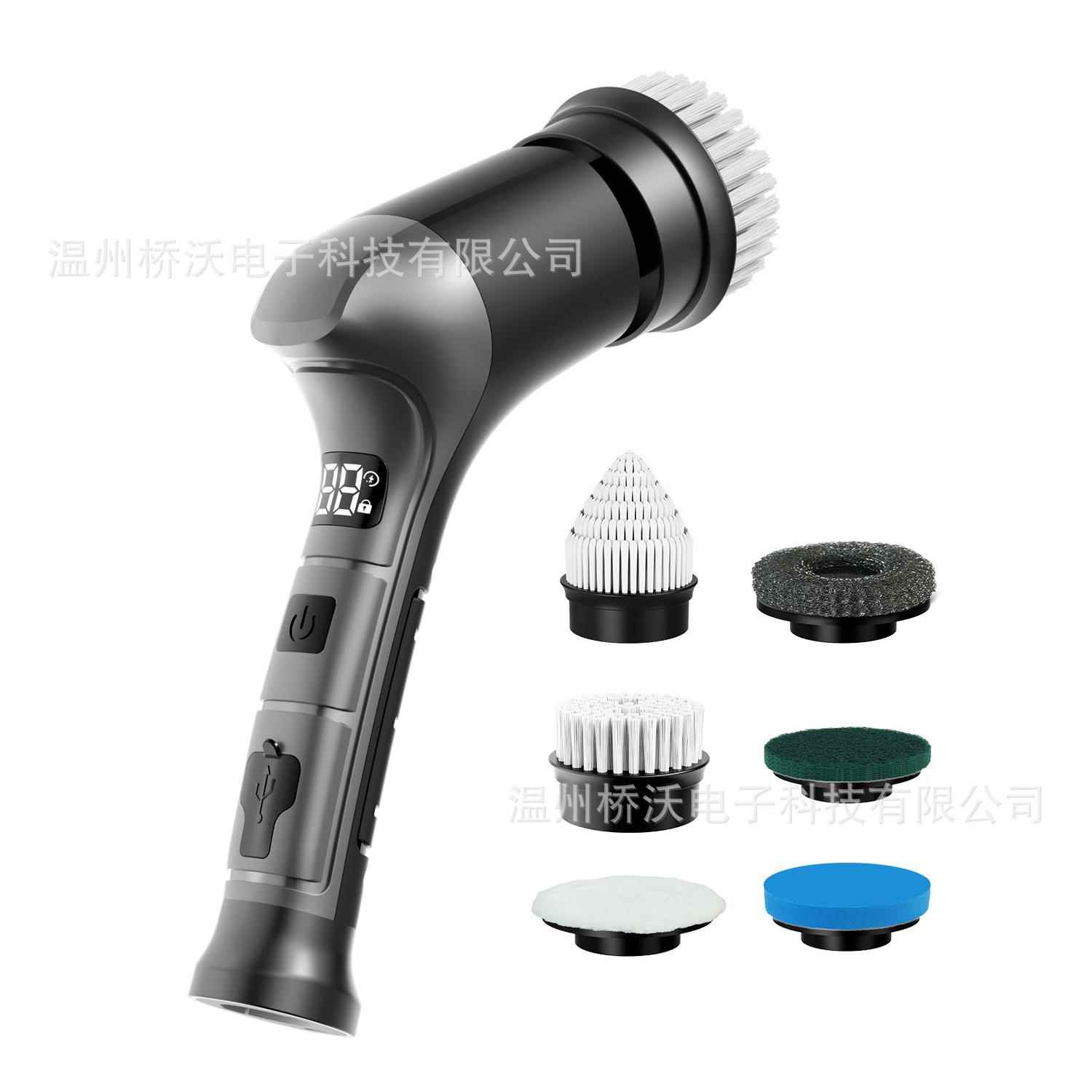 手家洁用多功能电清洁刷浴室厨房液晶数显持短柄清刷亚马TD-8140D