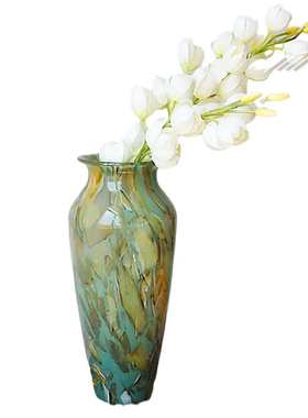 复古岩石肌理琉璃花瓶艺术高级轻奢水培百合插花客厅民宿家居摆件