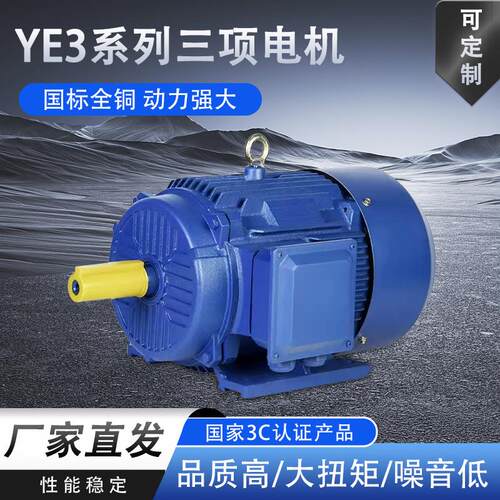 源头厂家YE3全新全铜三项异步电机，大功率低噪音,2极电机