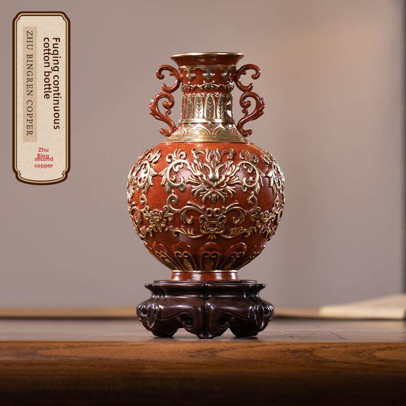 朱秉仁铜制福清棉花瓶新插花花瓶家居装饰饰品创意花器