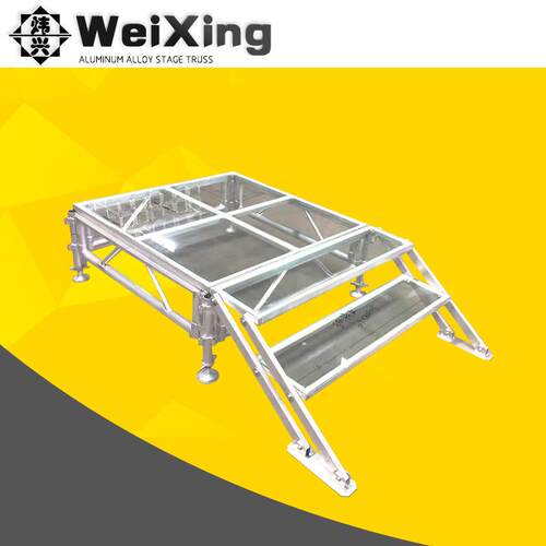 婚庆活动演出舞台架T台钢化镜面透明玻璃拼装升降铝合金舞台