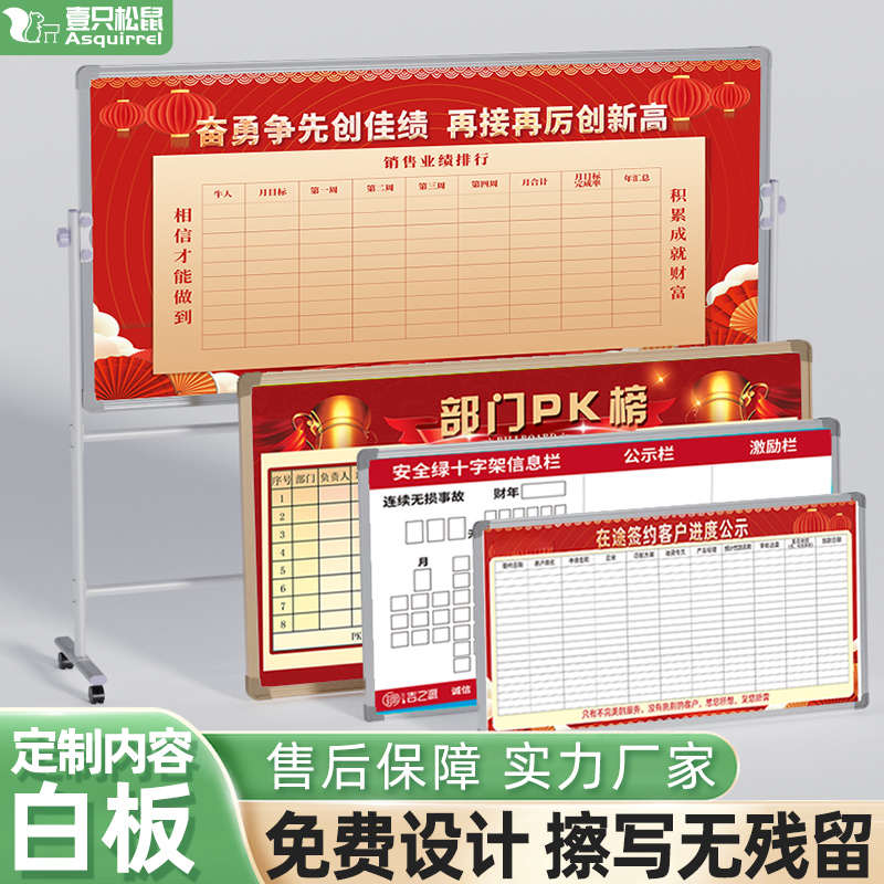 白板定制印刷磁性挂墙式移动业绩龙虎榜车间生产计划质量管理看板