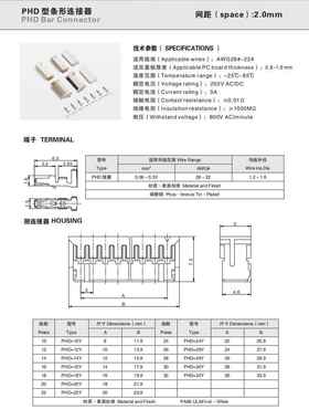 CWB合兴PHD-20Y 2*10Y 2*5白色10Y连接器 2.0mm 胶壳端子TJC20085