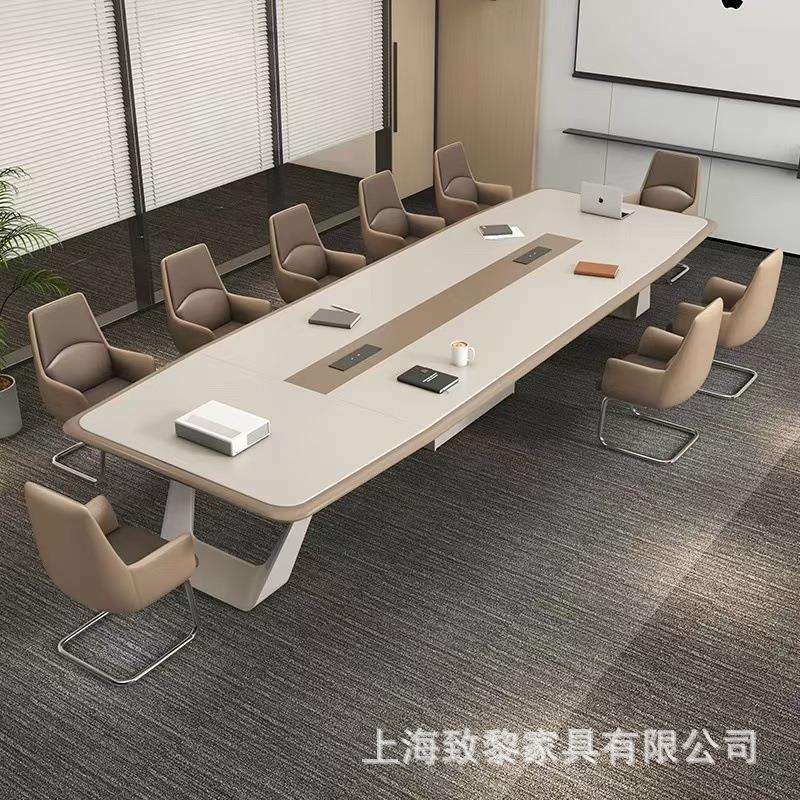 大型烤漆会议桌长桌简约现代办公工作台会议室洽谈接待桌椅组合