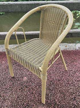 AL1022762025成户外庭院阳台茶室老人休闲款各人种藤编椅子宽新藤