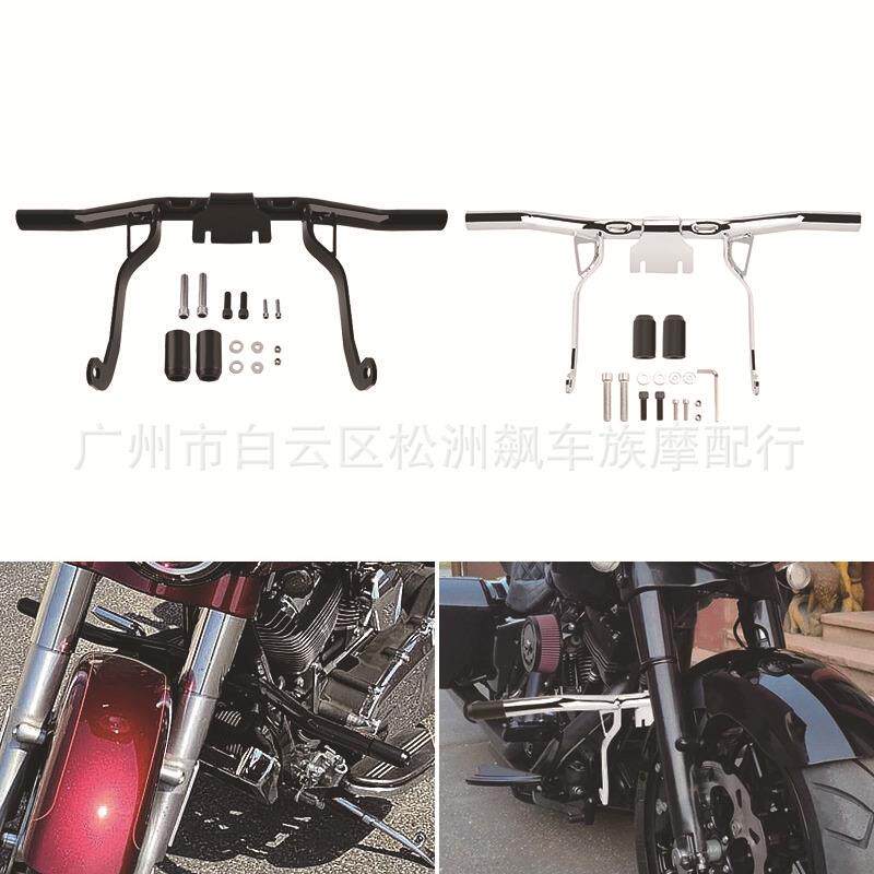 跨境新款 适用哈雷 大滑翔 路王 前保险杠 一字款保险护杠 97-13