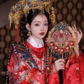 双色团扇成品扇结婚团扇喜禾新娘秀9261扇新品 服 批发婚手工中式