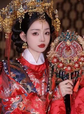 团扇扇新娘结婚婚中式团扇扇双色批发成品秀手工服禾新品喜9261