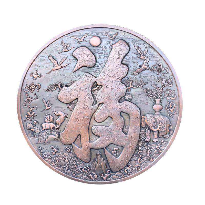 锻铜浮雕壁画铜福字装饰画纯铜雕刻百福图康熙福字铜板画影壁定做