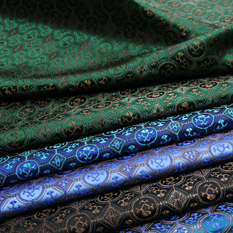 中国风唐装旗袍蒙古袍舞台影视绸缎面料提花织锦缎丝绸仿古布料