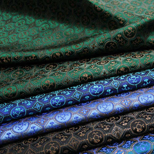 中国风唐装旗袍蒙古袍舞台影视绸缎面料提花织锦缎丝绸仿古布料