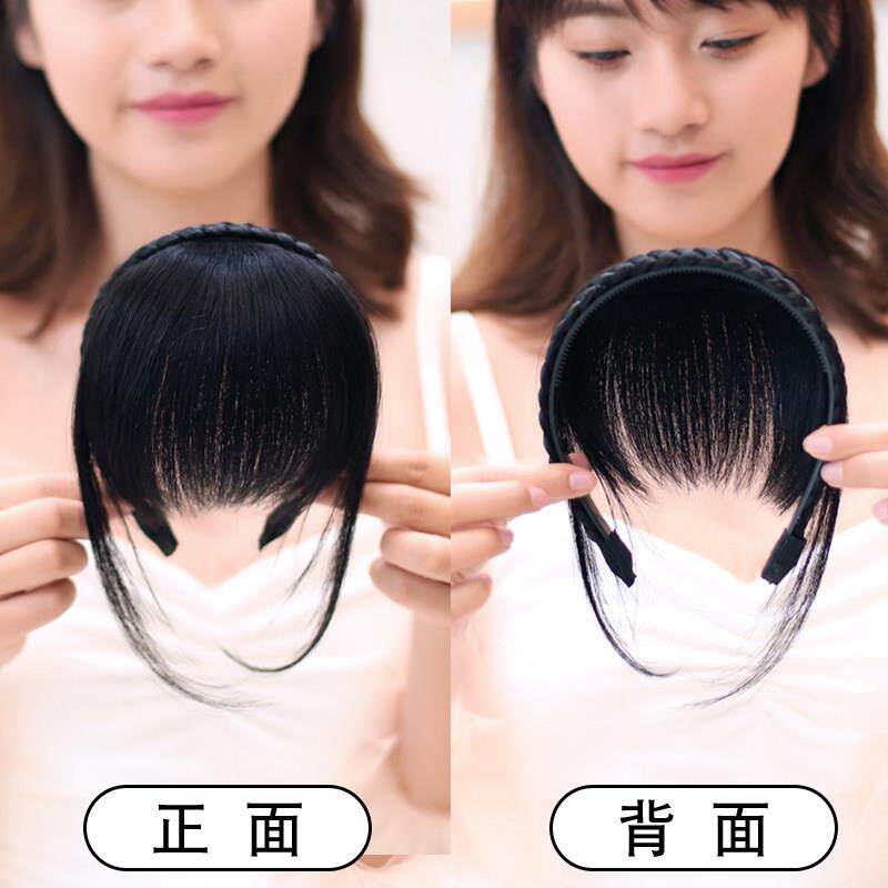真发发箍浏海一体辫子发箍鬓角碎浏海假发女遮盖白发自然