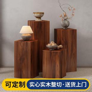 中古风木墩子花架花台客厅树桩底座方形根雕凳子民宿酒店摆件装饰