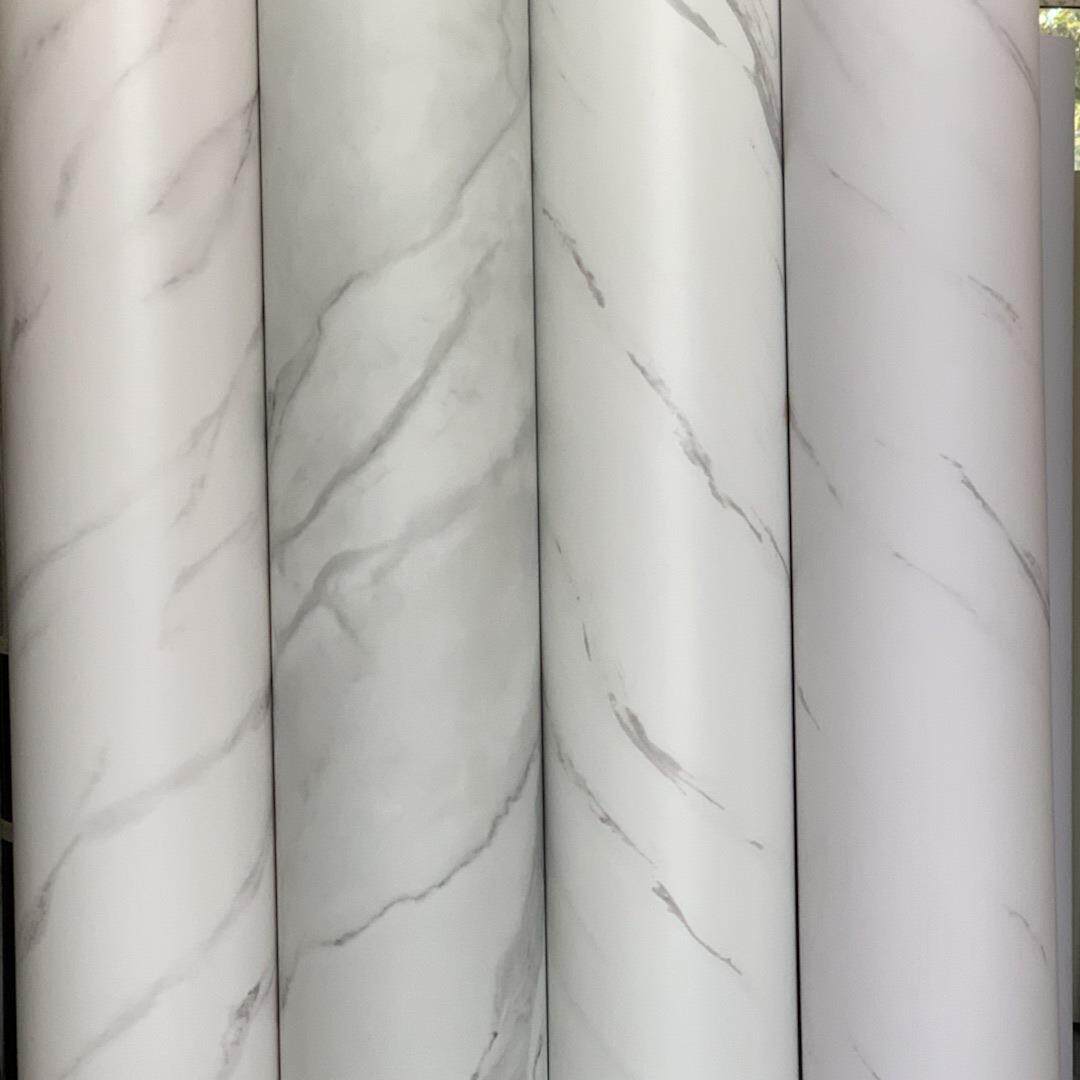 加厚哑光白色大理石纹自粘墙纸壁纸装饰翻新贴膜展柜贴纸波音软片