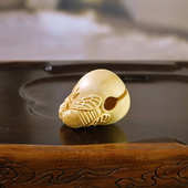 黄杨木雕木鱼木质随身携带中式 手把件打击乐器佛系金蝉知了小摆件