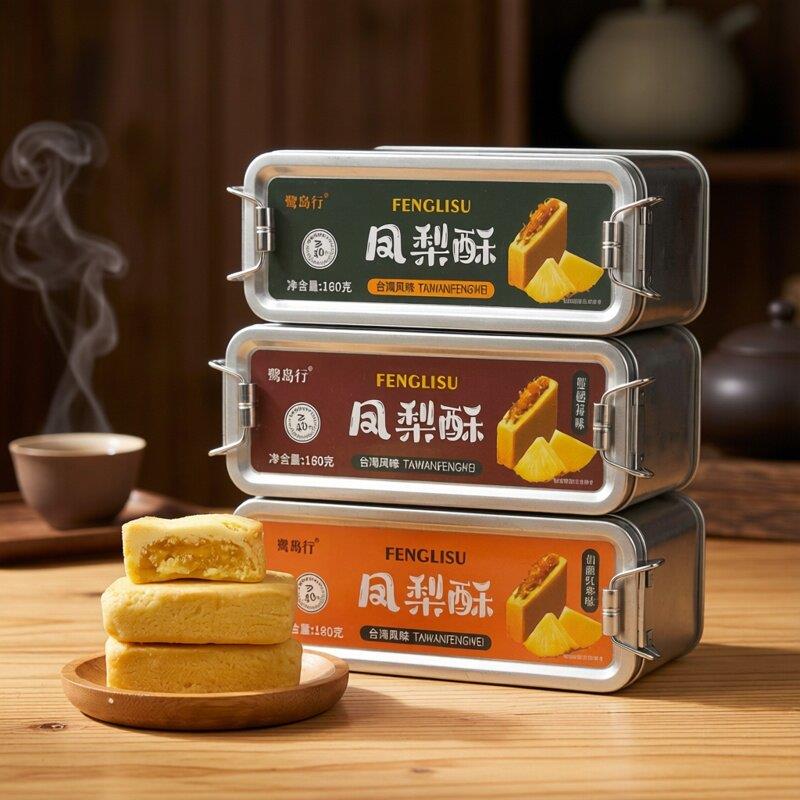 厦门特产鹭岛行铁盒凤梨酥蔓越莓味伯爵红茶味新中式糕点小吃零食