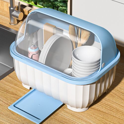 厨房沥水碗柜带盖放碗箱装碗碟碗盘餐具家用小型置物架碗筷收纳盒