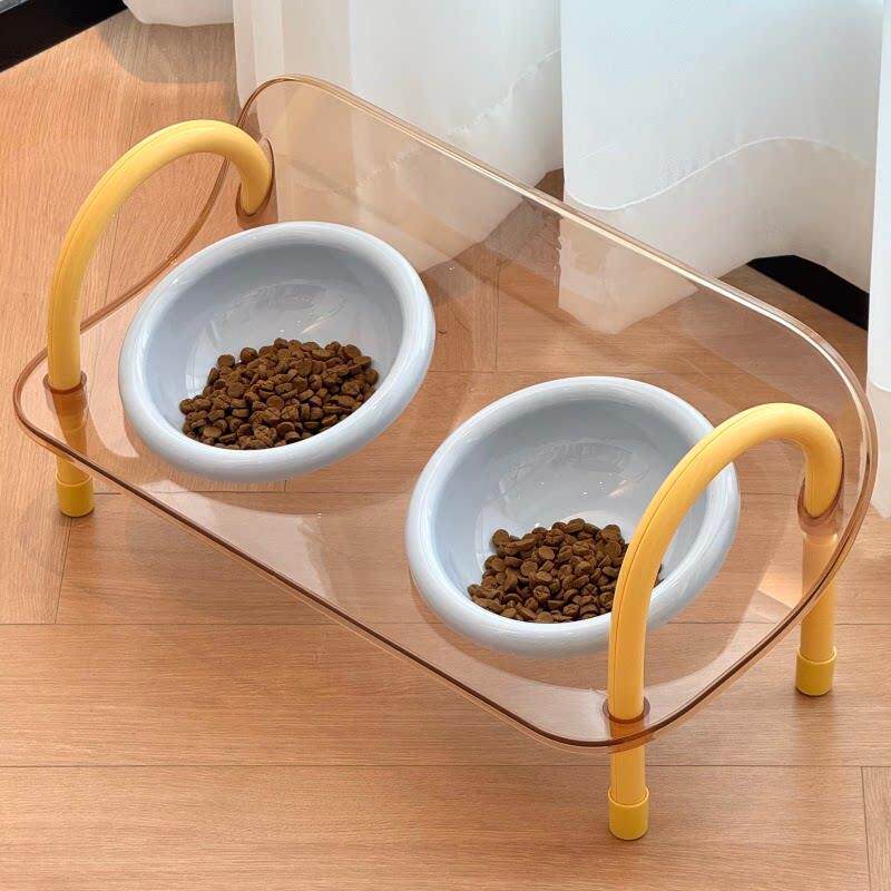 猫碗狗碗撞色宠物双碗食盆可调节高度防漏食宠物猫咪碗不易打翻