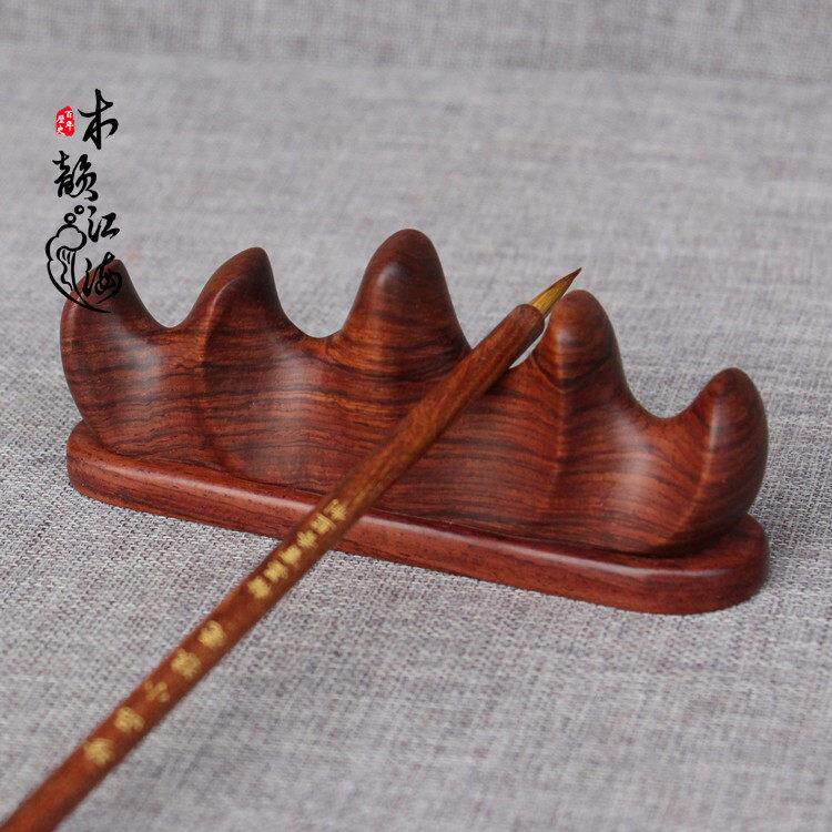 红木笔搁实木毛笔架笔搁红酸枝手工蝙蝠笔搁笔架笔山文房四宝笔搁