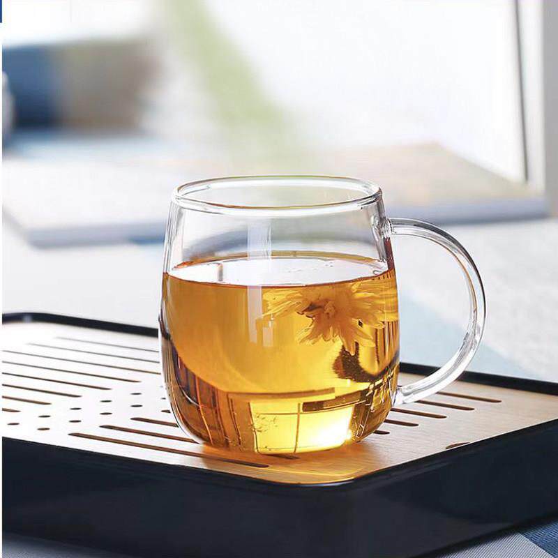 高硼硅耐热玻璃水杯蘑菇杯咖啡杯大号泡茶杯家用水杯办公杯可明火