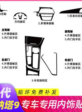 适用现代15-17年索纳塔9索九内饰改装碳纤维贴纸中控排挡装饰贴膜