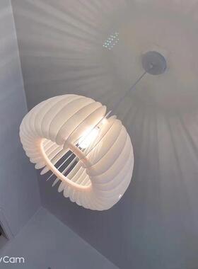白色南瓜吊灯卧室灯北欧现代亚克力书房创意民宿卧室原木风餐厅灯