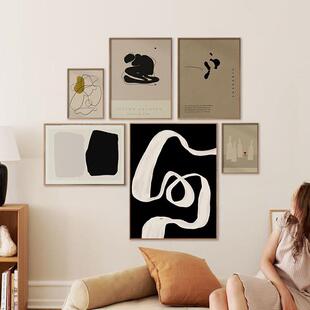 蓬勃生机 北欧风公寓客厅装饰画复古抽象花卉挂画小众玄关挂画