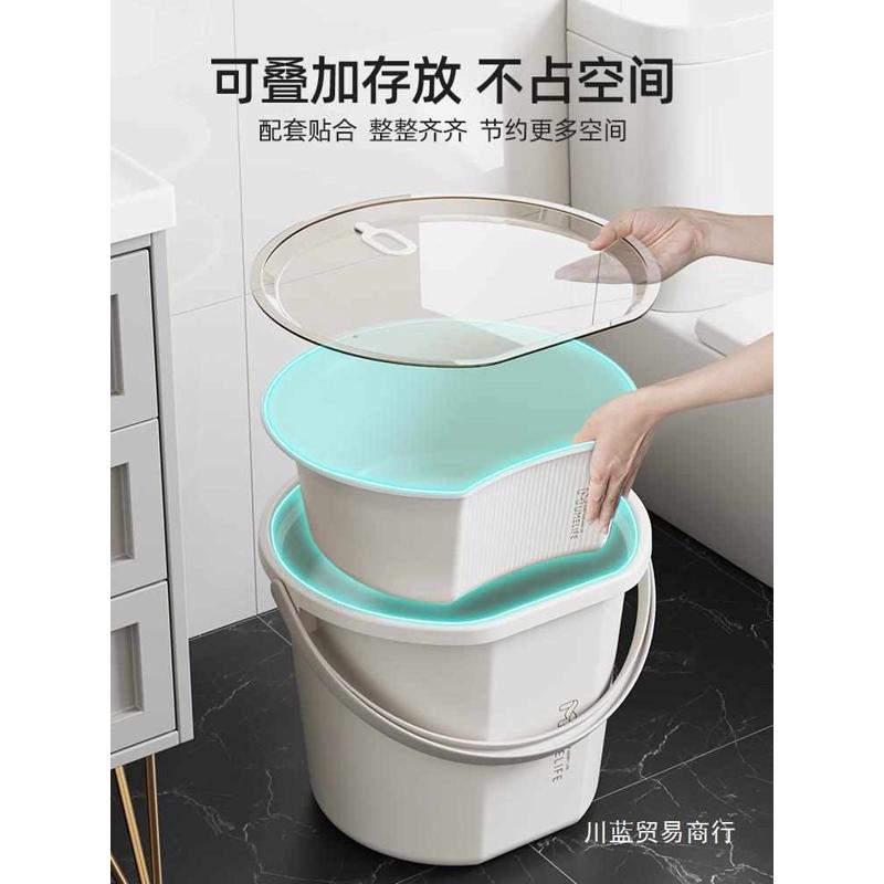 水桶脸盆套装洗衣桶学生宿舍洗漱三件套住校洗澡用品盆带盖盆川蓝