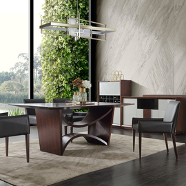 楷模拿铁-奥品餐桌椅，意式轻奢家具，餐桌椅桌子家具组合