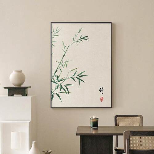 网红兰竹菊新中画式客厅装卧饰画画日式木风茶室壁梅画画简约室画