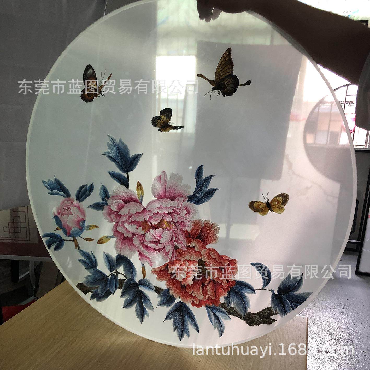 现货苏绣双面绣前程似锦牡丹蝴蝶客厅书房玄关屏风画酒店商用挂画